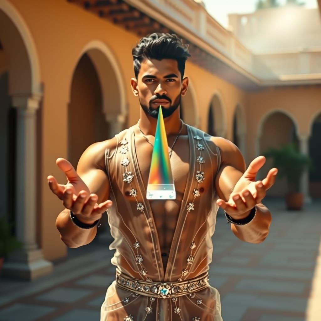 Indian Man with Prism in Photorealistic Style