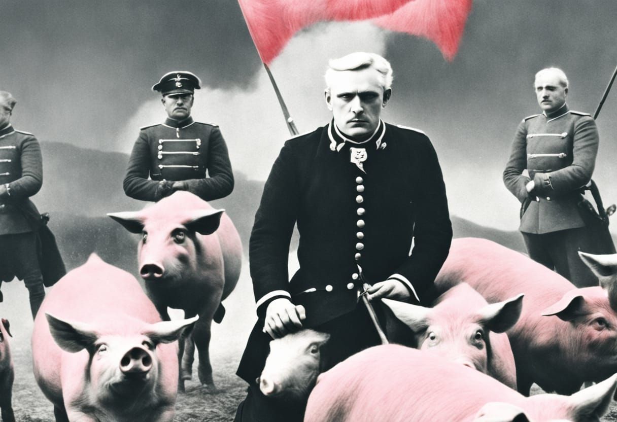 Dark Fantasy: Satan Surrounded by Red Pigs