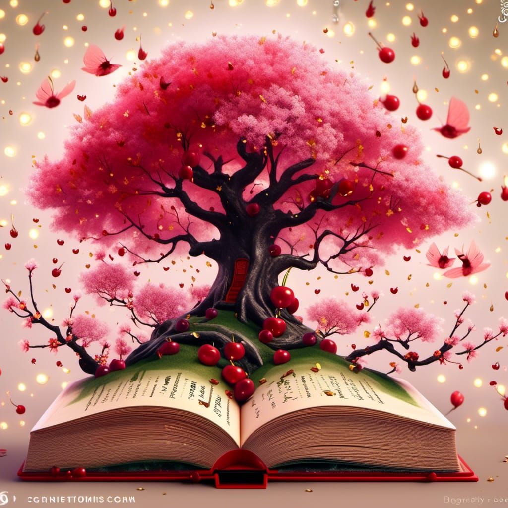 Japanese cherry blossoms and cherries