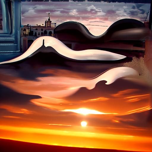 Surreal Sunset Over Seville in Dali Style
