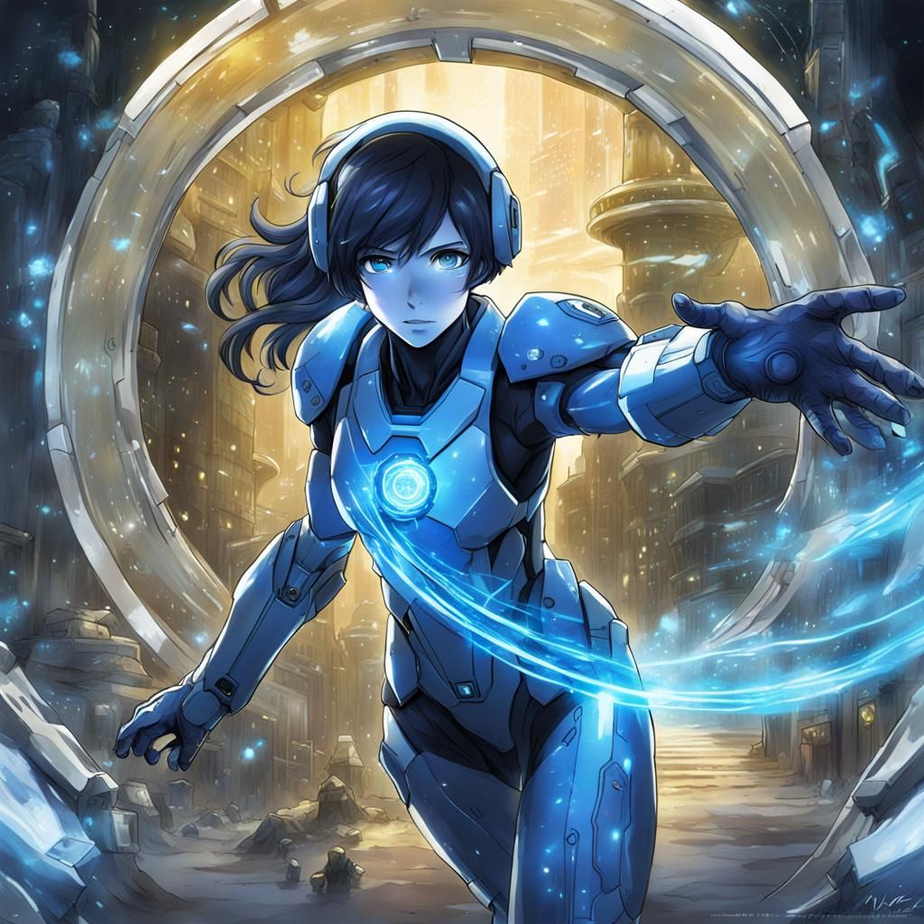 Cortana Halo Ring Shuffle in Anime Style