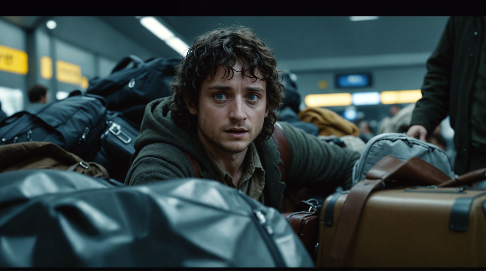 Confused Hobbit in Airport: Realistic 3D Render