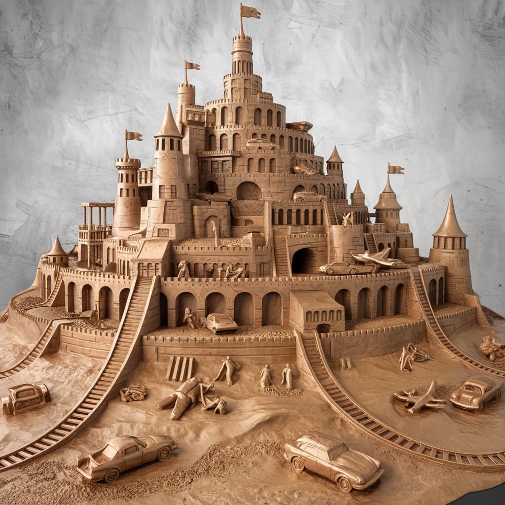 Fantastical Copper Sandcastle Sculpture in Renaissance Style