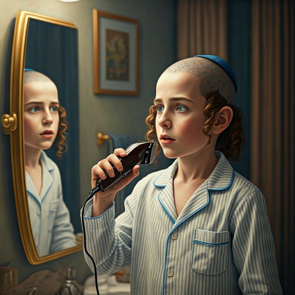 A Young Hasidic Boy at a Crossroads