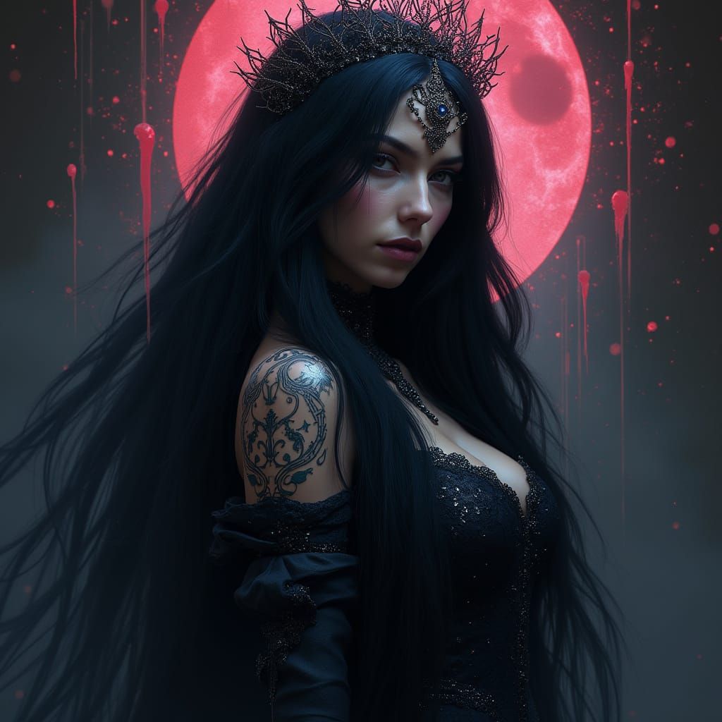 Enchanting Sorceress Portrait in Art Nouveau Style