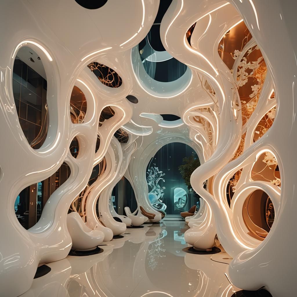 Futuristic Cyber Cityscape with Neon and Glass