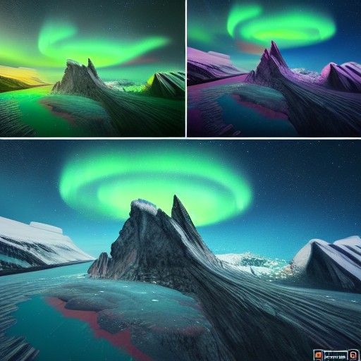 Vibrant Northern Lights Over Glacier at Night