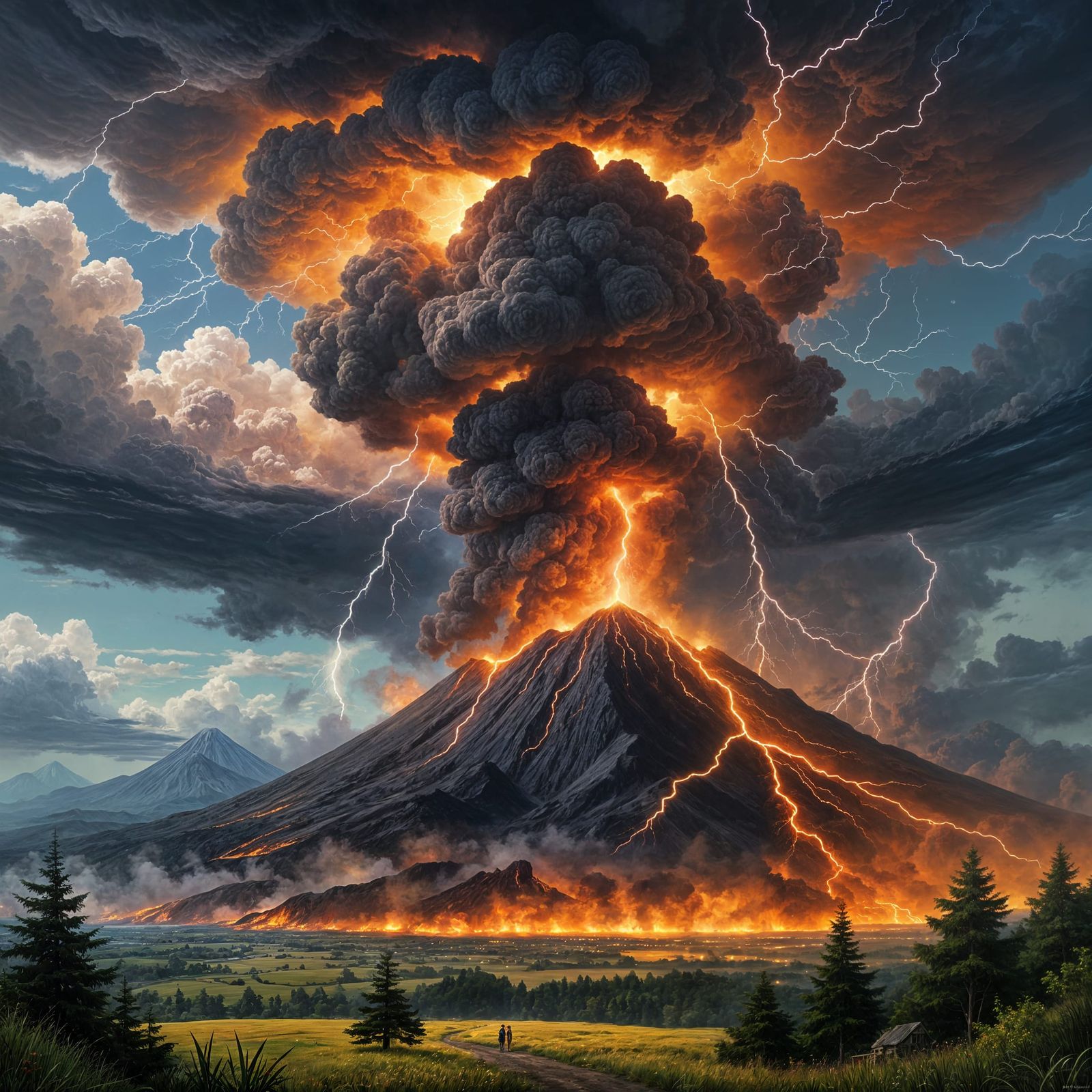 volcano erupting