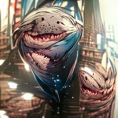 Smiling Shark in Comic Book Art Style