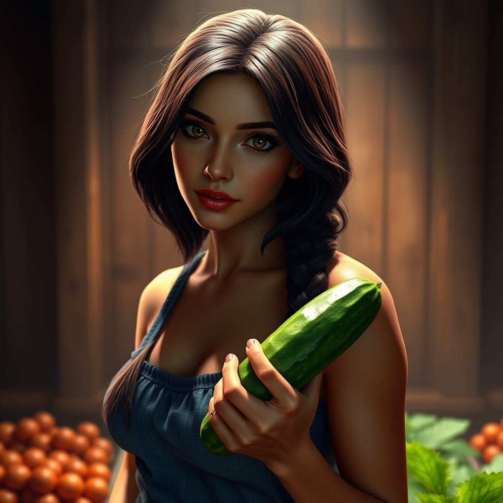 Seductive Stardew Valley Pinup in Cyberpunk-Inspired Hyperre...