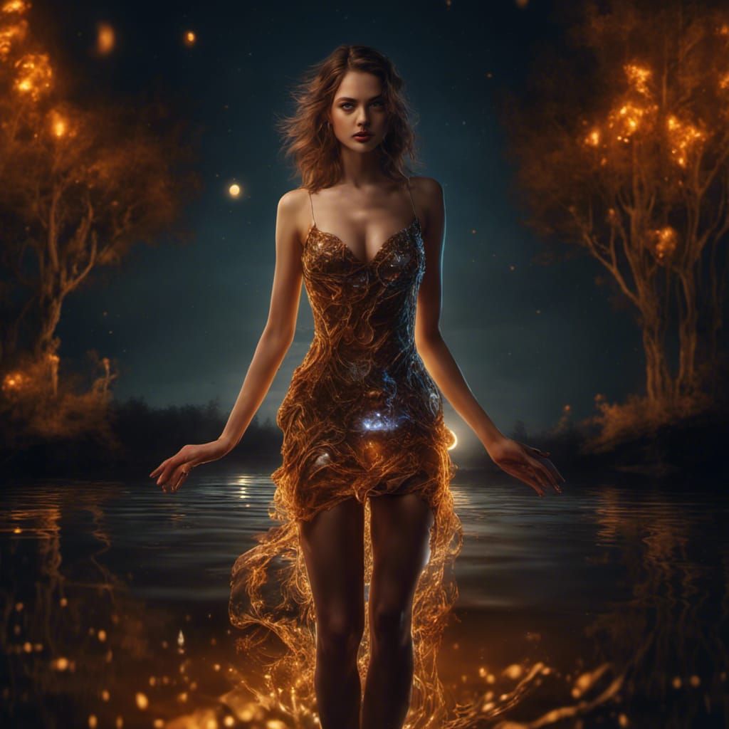 Whiskey Dress: Moonlit Fantasy Art in 8K