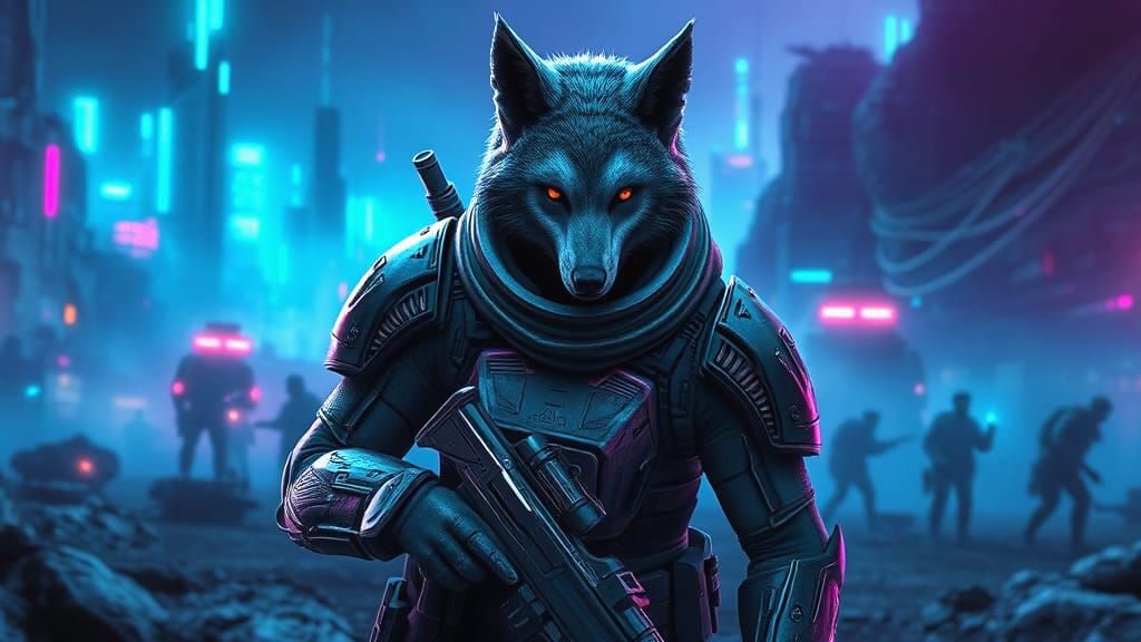 Futuristic Furry Soldier in Detailed Matte Painting