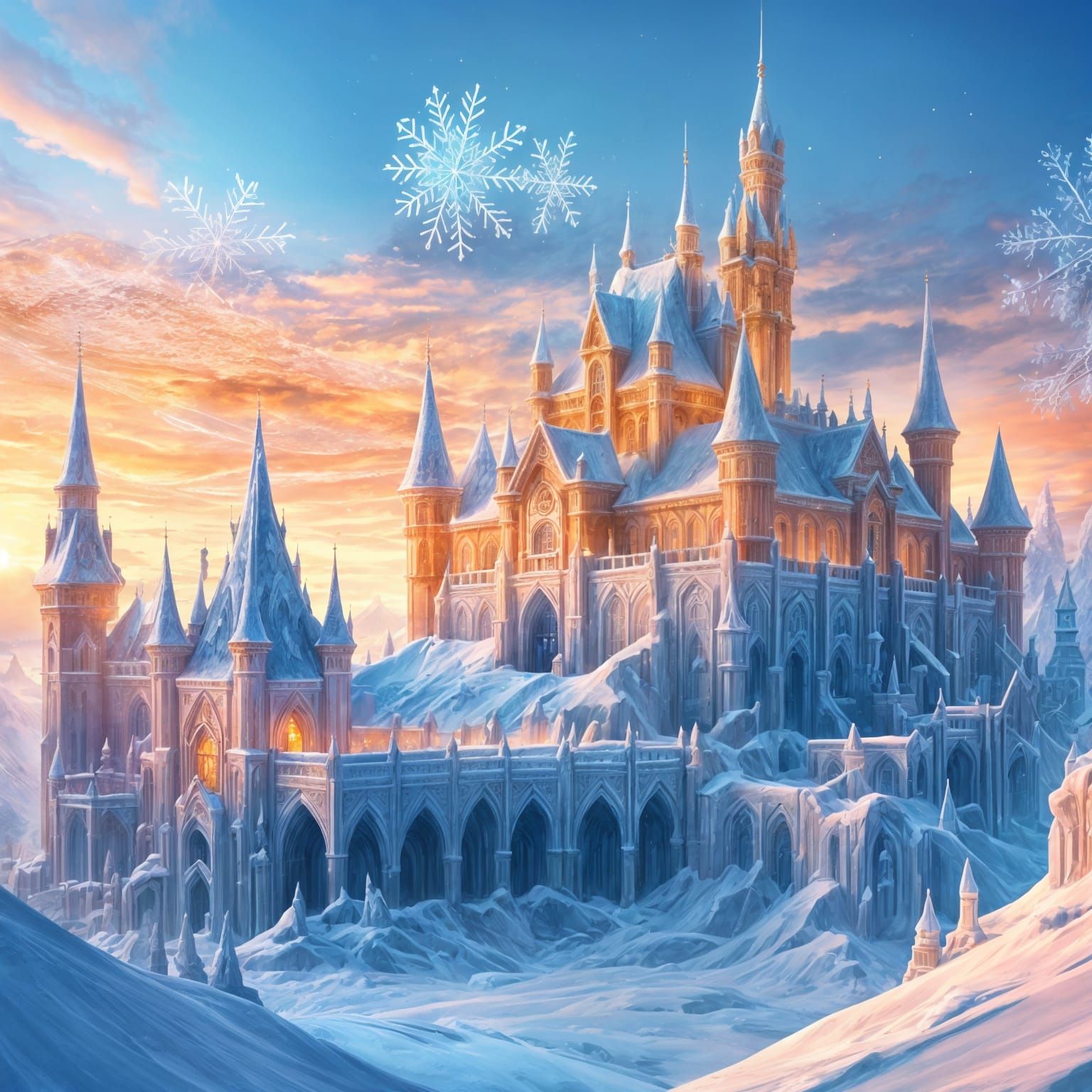 Icy Kingdom Buried Under Luminous Snow