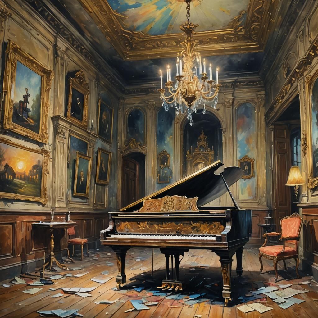 Cursed Piano Plays Itself: Impressionist Gouache Masterpiece