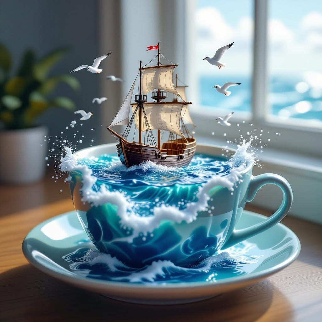 Miniature Ocean in a Mug: A Whimsical Scene