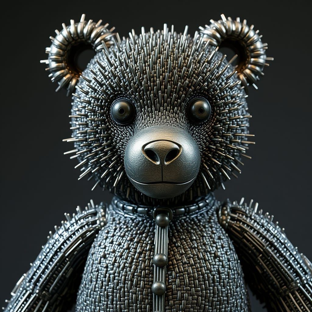 Needlepoint Cyberpunk Teddy Bear Art