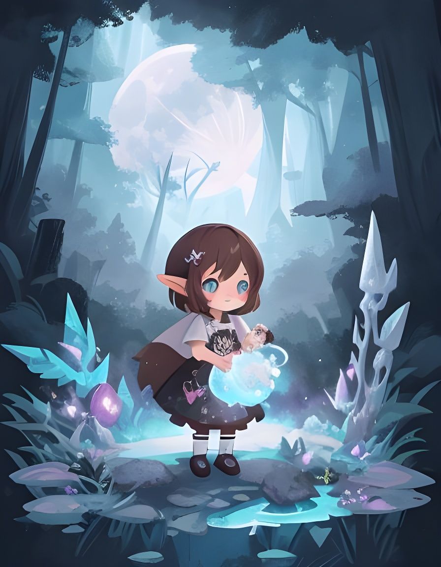 Moon Elf T-Shirt Design in Fantasy Splash Art