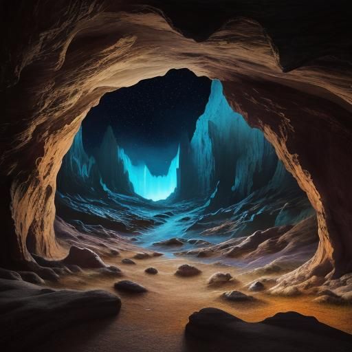 Mystical Caves in Surreal Dreamlike Landscape