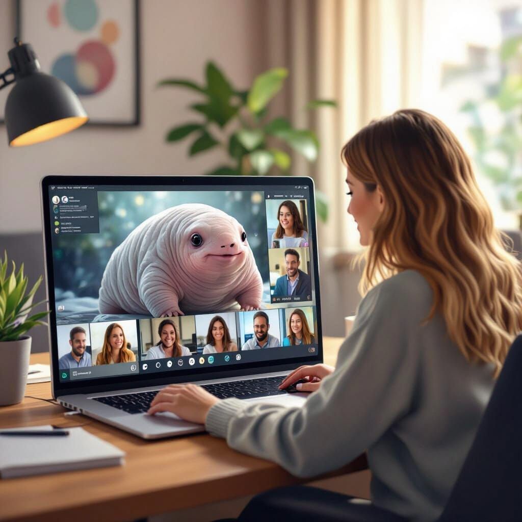 Tardigrade Joins Zoom Call on Laptop Screen