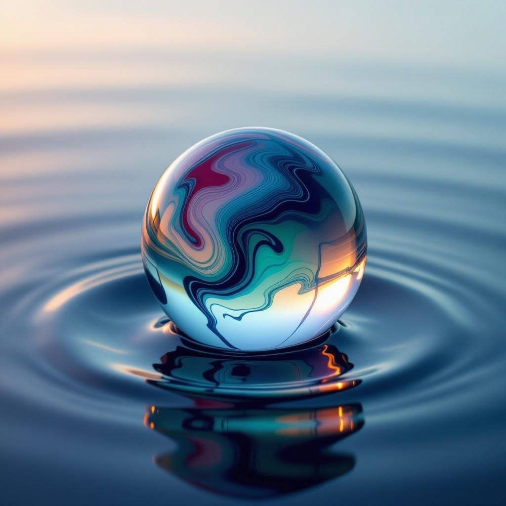 Abstract Vision Orb in Swirling Ink