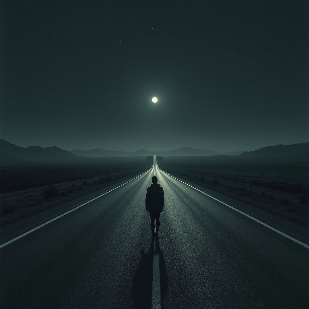 Highway to Netherworld Under Black Moon in Gothic Style