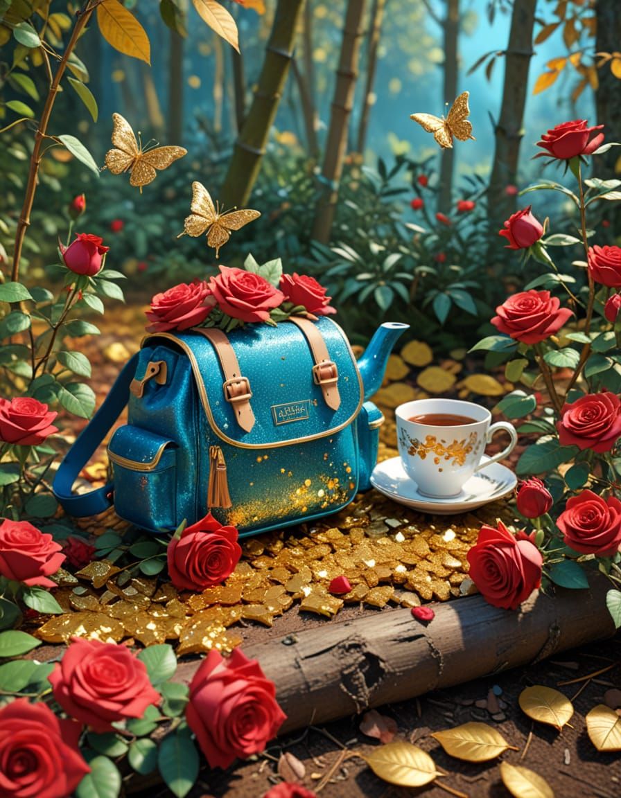 Roses Enjoying a Forest Tea Party in Spring Light