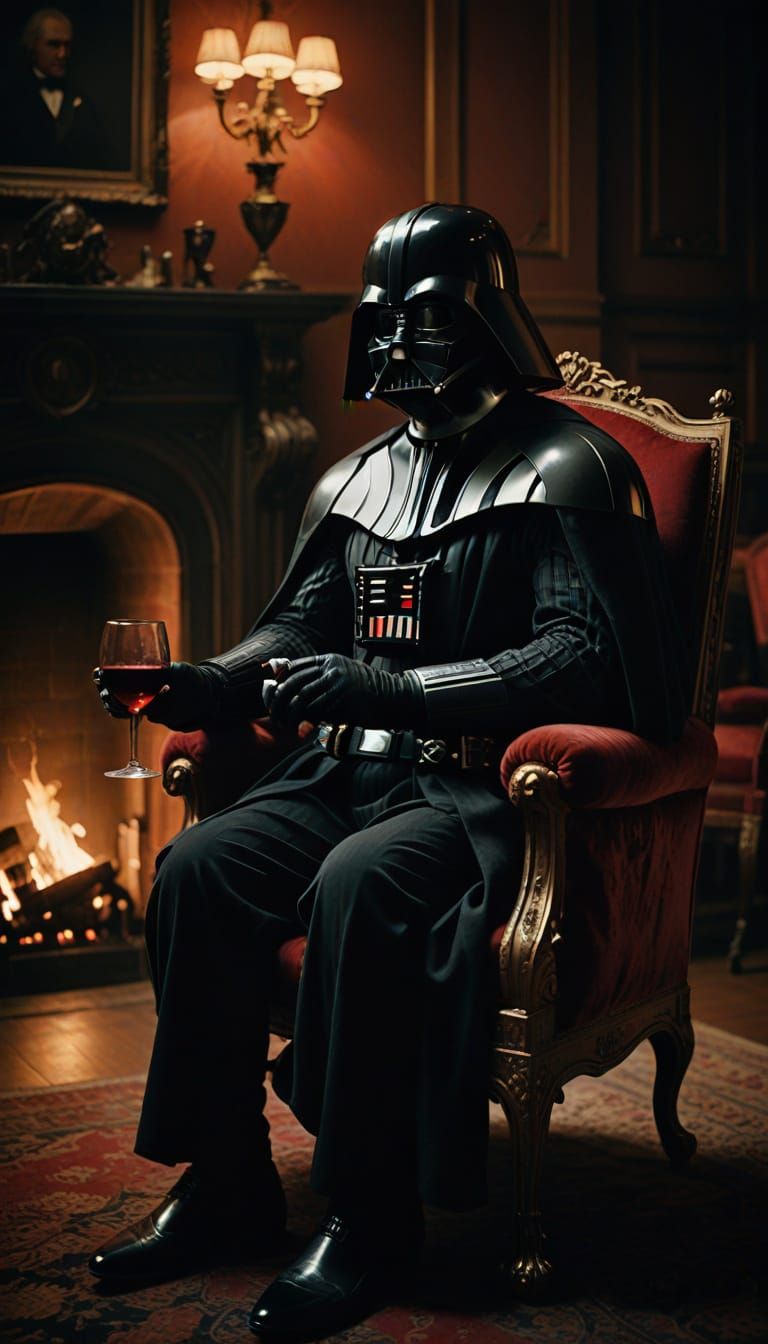Darth Vader in Baroque Velvet Armchair