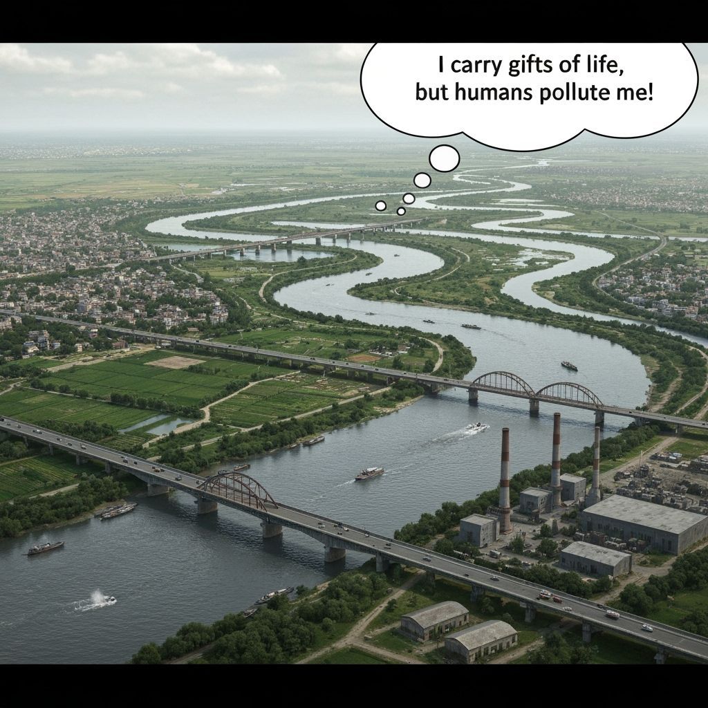 Ganga River's Middle Course: Plains and Cities