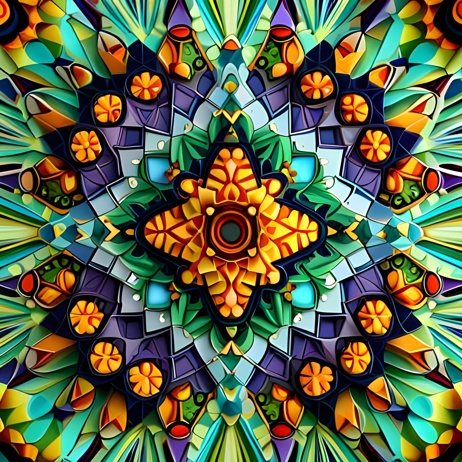 Detailed 3D Kaleidoscope Render in Octane Style