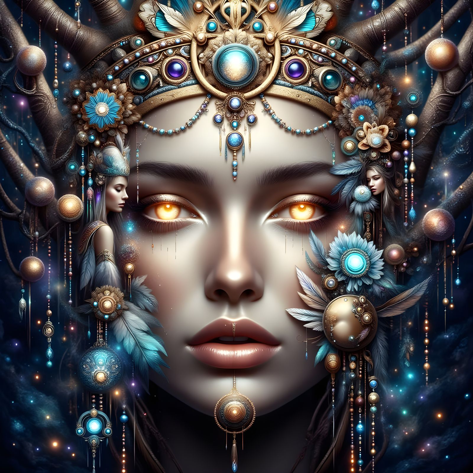 Ethereal Fairy on Glowing Mushroom in Mystical Forest