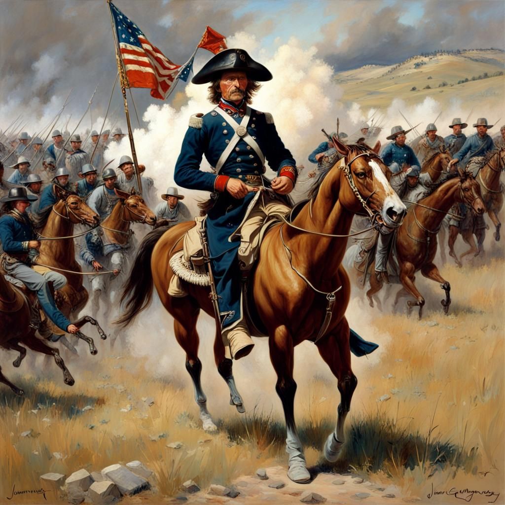 General Custer at Little Bighorn: Oil Painting