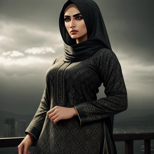 Hijab Woman in Kurti: Hyperrealistic Portrait
