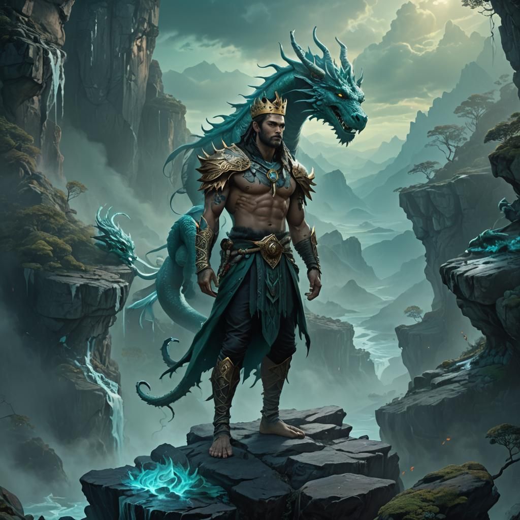 Mystical Dragon-like Being in Dark Fantasy Concept Art