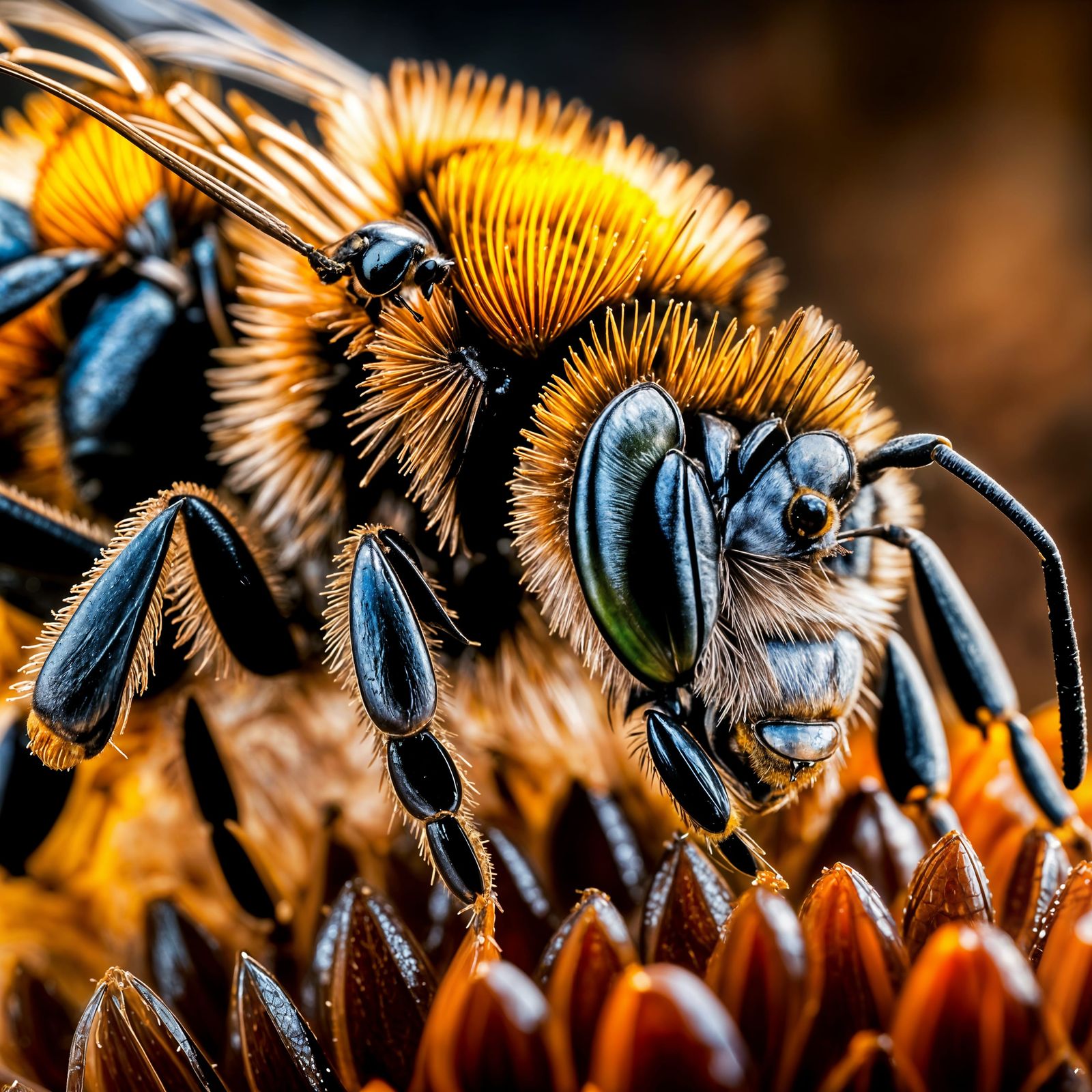 Realistic Queen Bee in Macro Photography