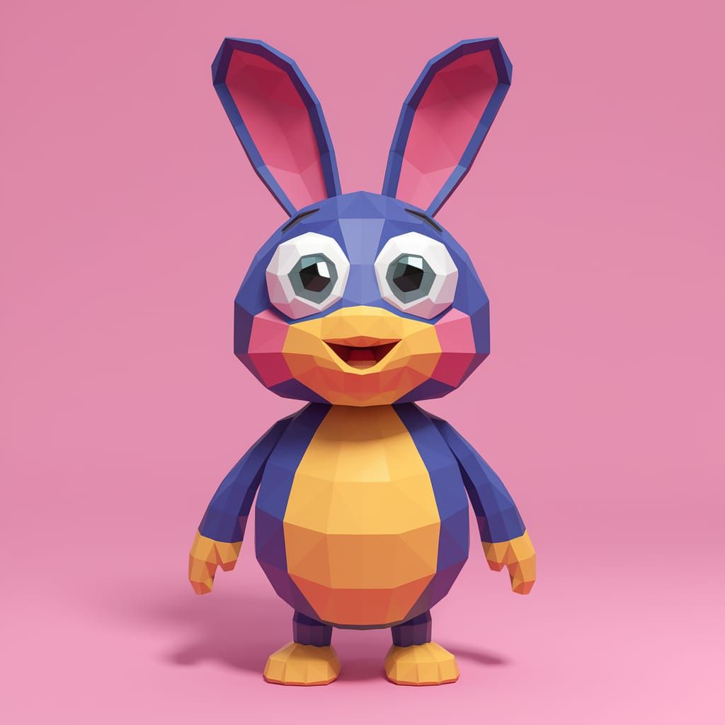 Charming Low Poly Parrot Illustration