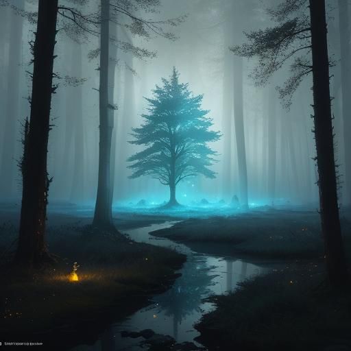 Ethereal Knight in Mystical Forest: Fantasy Concept Art