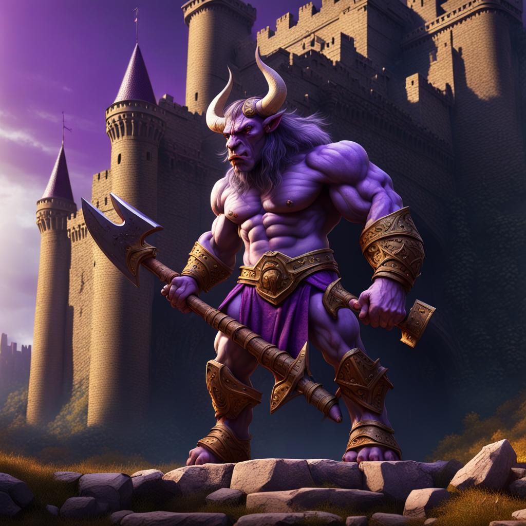 Minotaur with Axe: Dark Fantasy Concept Art