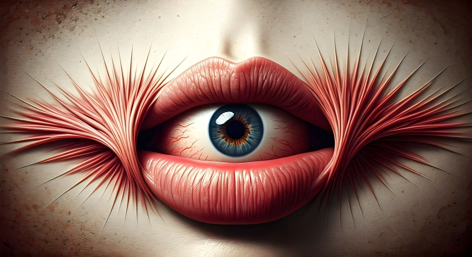 Realistic Dissection of Mouth and Eyes on Canvas