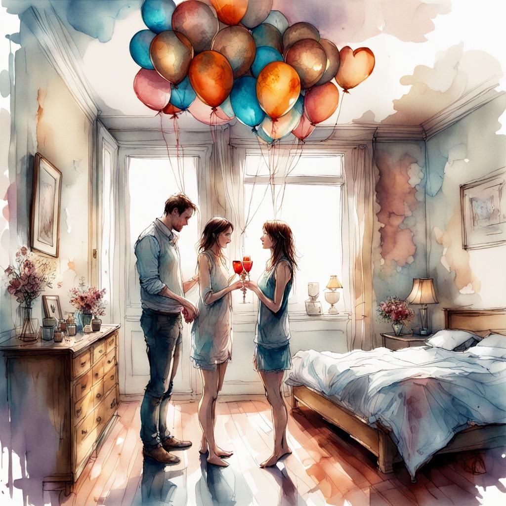 Anniversary Gift: Husband Gives Necklace in Watercolor