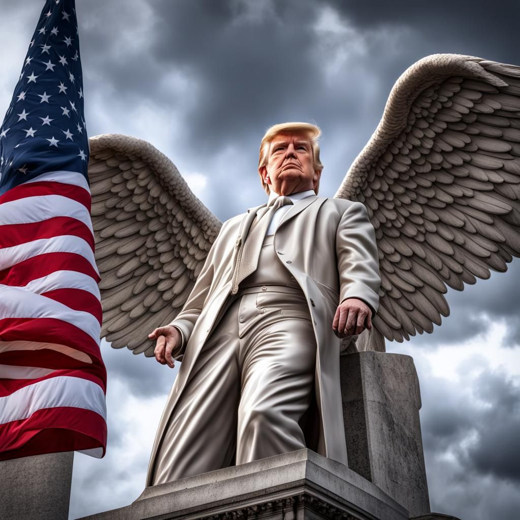 Donald Trump as Angel Portrait with US Capitol