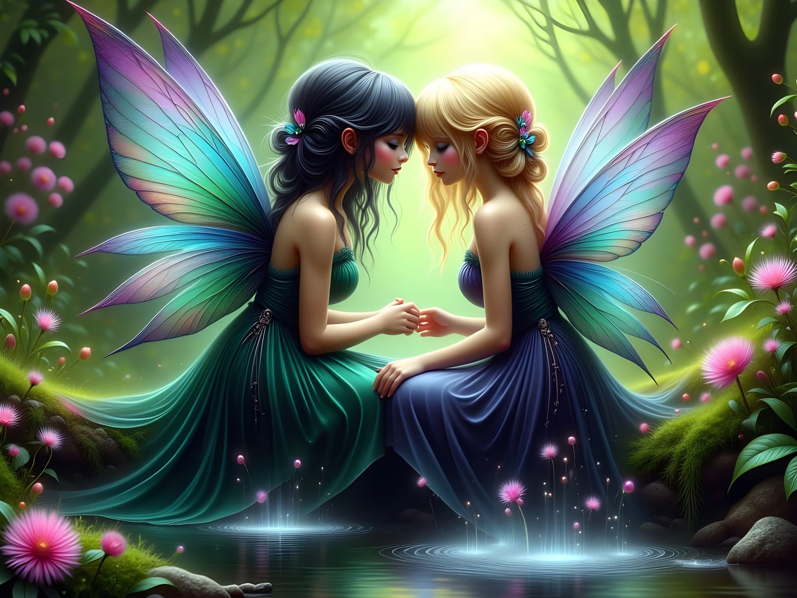 Enchanted Fairy Punk Goddesses Converse Amidst Woodland Wond...