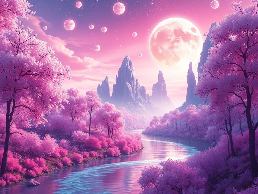 Surreal, Iridescent Forests Beckon Under Alien Sunset