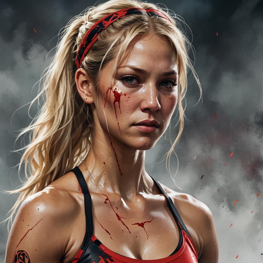 Anna Kournikova in Wrestling Ring: High Contrast Portrait