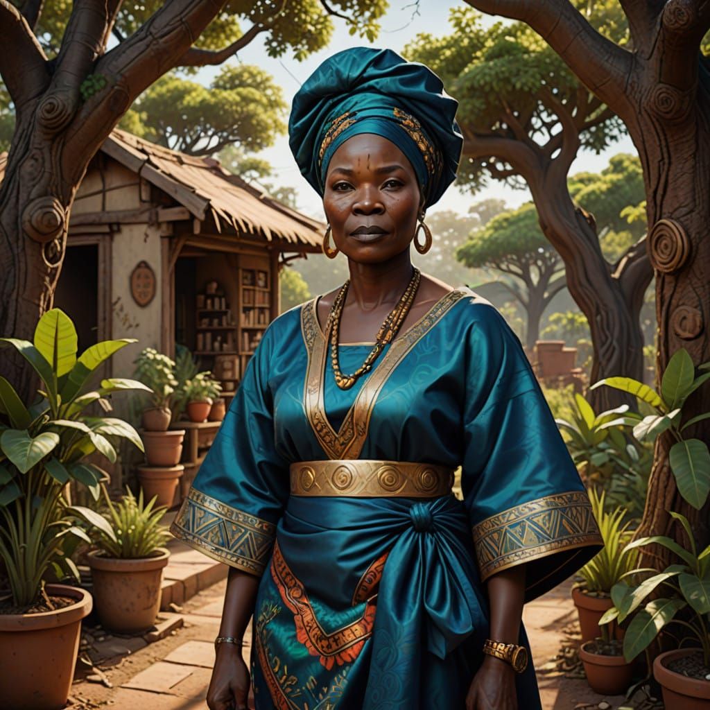 African Village in Vibrant Tribal Patterns