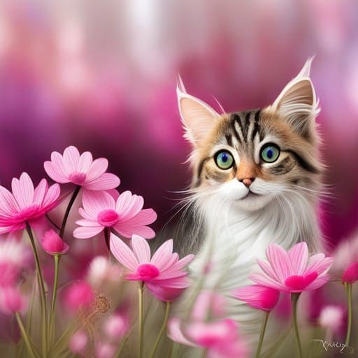 Pink Cat Panorama: An AI Interpretation