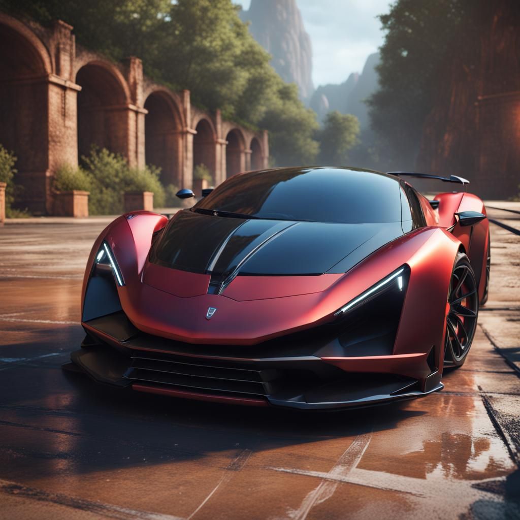 Detailed Matte Painting of a Supercar