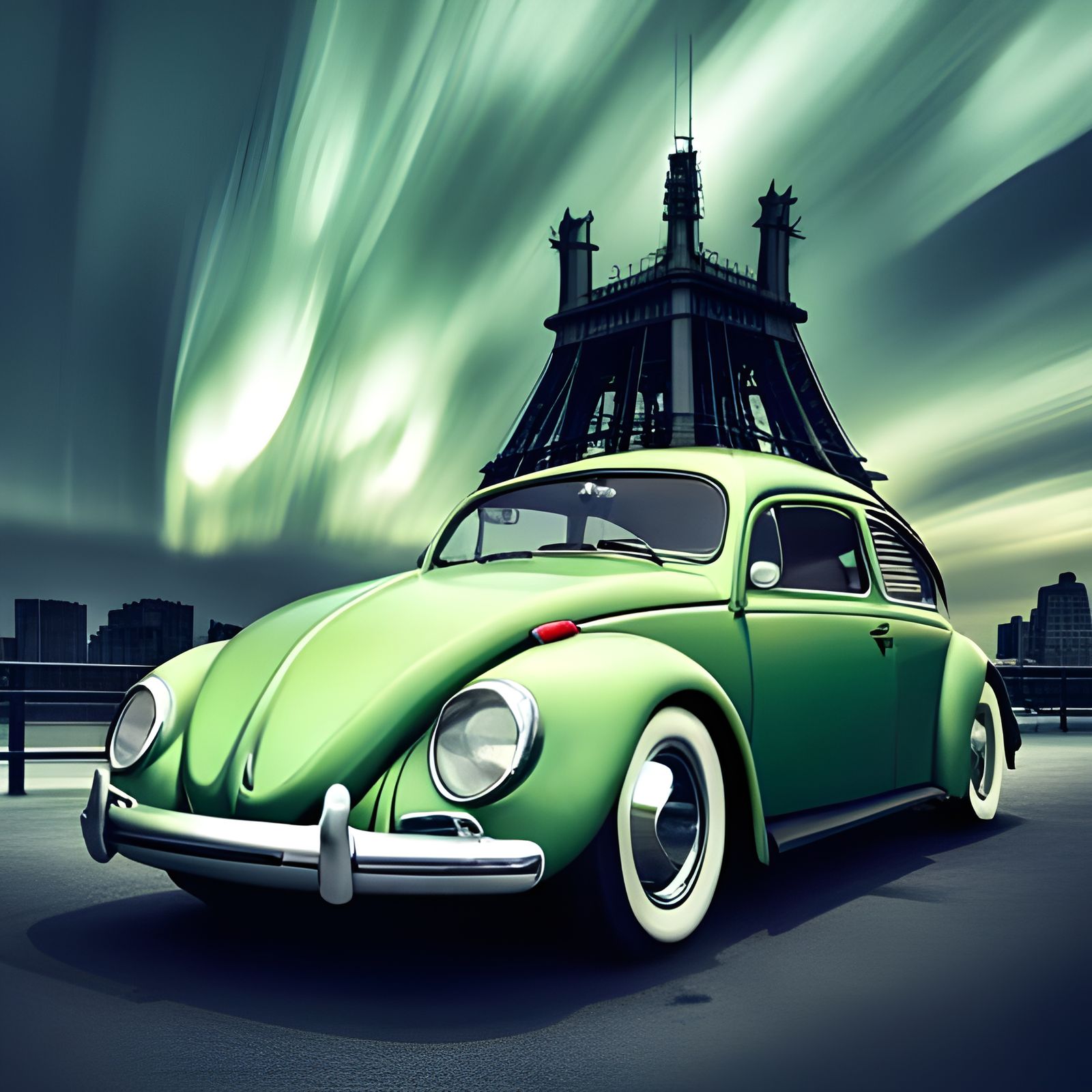 Classic Green Volkswagen Beetle