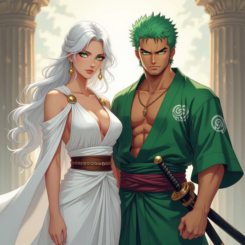 Artemis and Zoro: A Vibrant, Detailed Rendition