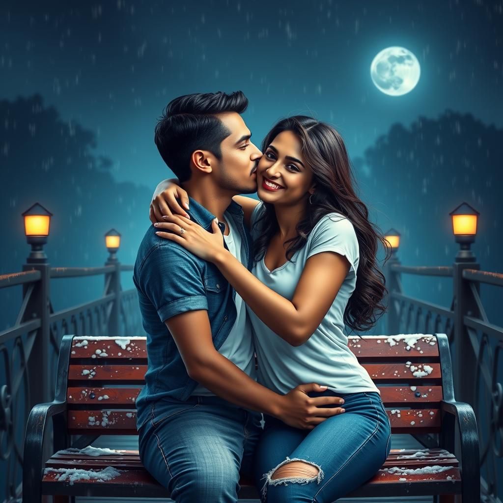 Indian Lovers Embrace in Detailed Matte Painting