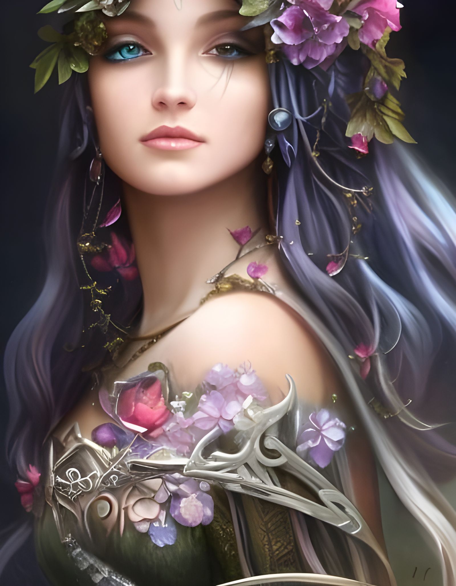 Fairy Knight in Elven Armor with Wildflowers